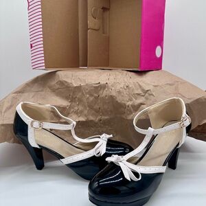 Chic Black and White Heels with Bow